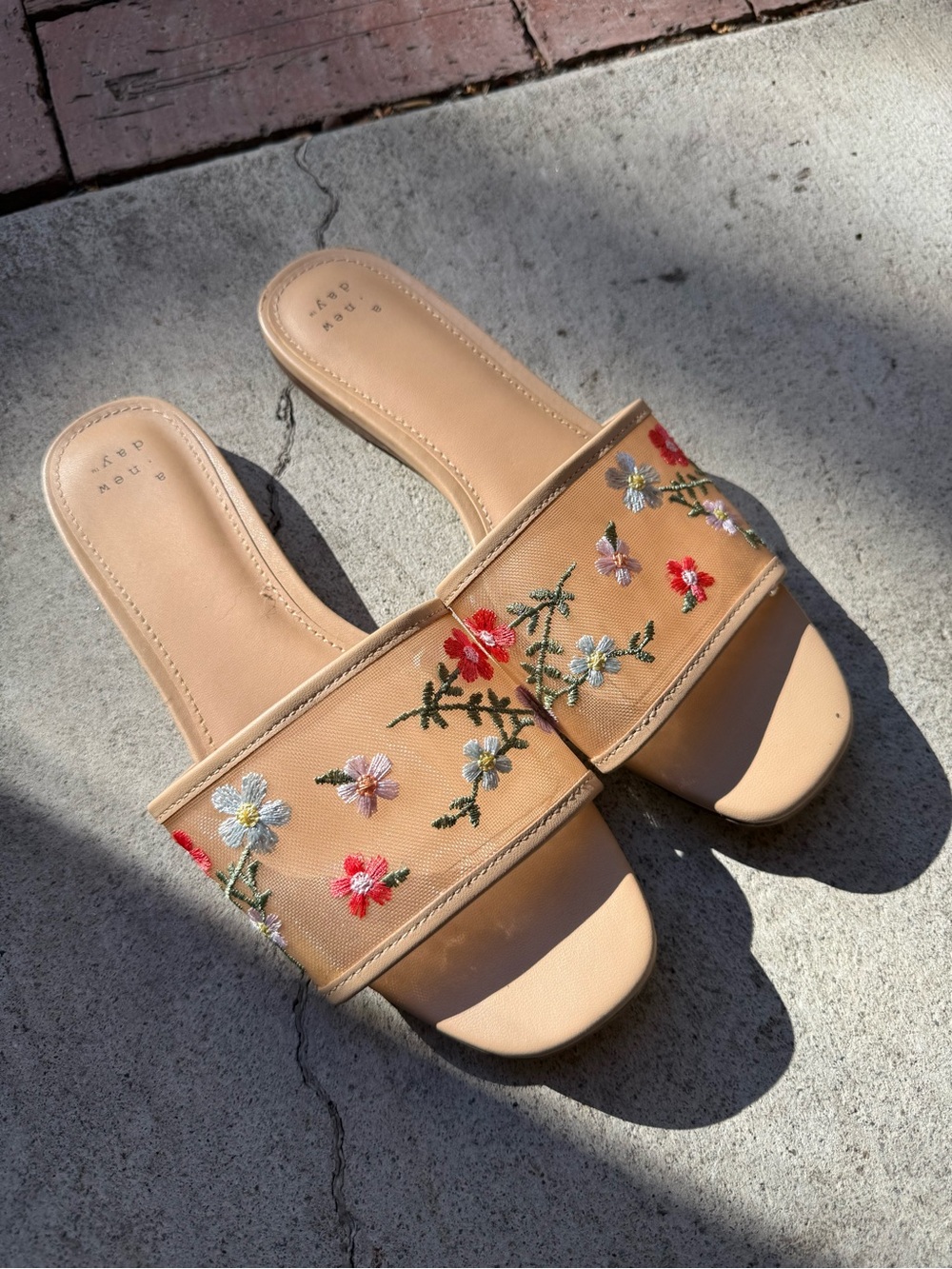 A new day Women's Floral Mesh Slide Sandals